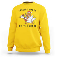 Funny Goose Christmas Sweatshirt Festive Goose On The Loose Xmas - Wonder Print Shop
