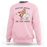Funny Goose Christmas Sweatshirt Festive Goose On The Loose Xmas - Wonder Print Shop