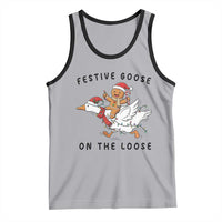 Funny Goose Christmas Tank Top Festive Goose On The Loose Xmas - Wonder Print Shop