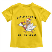Funny Goose Christmas Toddler T Shirt Festive Goose On The Loose Xmas - Wonder Print Shop