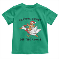 Funny Goose Christmas Toddler T Shirt Festive Goose On The Loose Xmas - Wonder Print Shop