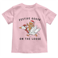 Funny Goose Christmas Toddler T Shirt Festive Goose On The Loose Xmas - Wonder Print Shop