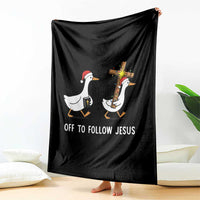 Funny Christmas Christian Goose Throw Blanket Off To Follow Jesus - Wonder Print Shop