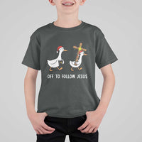 Funny Christmas Christian Goose T Shirt For Kid Off To Follow Jesus - Wonder Print Shop