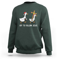 Funny Christmas Christian Goose Sweatshirt Off To Follow Jesus - Wonder Print Shop
