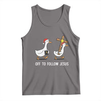 Funny Christmas Christian Goose Tank Top Off To Follow Jesus - Wonder Print Shop