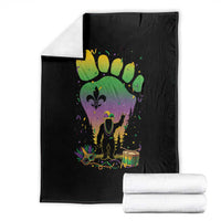 Mardi Gras Bigfoot Throw Blanket Sasquatch Forest Footprint Carnival Party