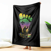 Mardi Gras Bigfoot Throw Blanket Sasquatch Forest Footprint Carnival Party