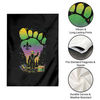 Mardi Gras Bigfoot Garden Flag Sasquatch Forest Footprint Carnival Party