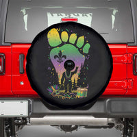 Mardi Gras Bigfoot Spare Tire Cover Sasquatch Forest Footprint Carnival Party