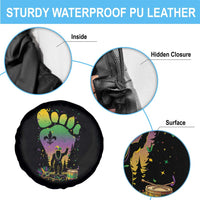 Mardi Gras Bigfoot Spare Tire Cover Sasquatch Forest Footprint Carnival Party