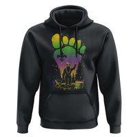 Mardi Gras Bigfoot Hoodie Sasquatch Forest Footprint Carnival Party