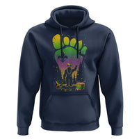 Mardi Gras Bigfoot Hoodie Sasquatch Forest Footprint Carnival Party