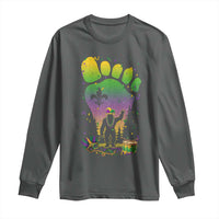 Mardi Gras Bigfoot Long Sleeve Shirt Sasquatch Forest Footprint Carnival Party