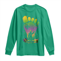 Mardi Gras Bigfoot Long Sleeve Shirt Sasquatch Forest Footprint Carnival Party