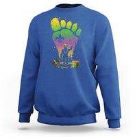 Mardi Gras Bigfoot Sweatshirt Sasquatch Forest Footprint Carnival Party