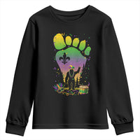 Mardi Gras Bigfoot Youth Sweatshirt Sasquatch Forest Footprint Carnival Party