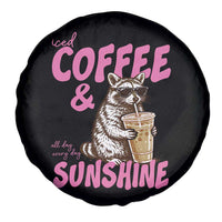 Iced Coffee and Sunshine Spare Tire Cover Funny Raccoon Summer Coffee Lover Gift
