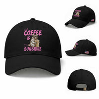 Iced Coffee and Sunshine Baseball Cap Funny Raccoon Summer Coffee Lover Gift