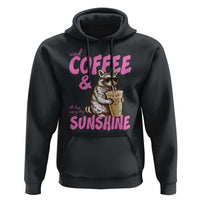 Iced Coffee and Sunshine Hoodie Funny Raccoon Summer Coffee Lover Gift