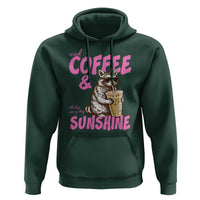 Iced Coffee and Sunshine Hoodie Funny Raccoon Summer Coffee Lover Gift