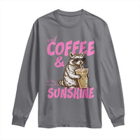 Iced Coffee and Sunshine Long Sleeve Shirt Funny Raccoon Summer Coffee Lover Gift