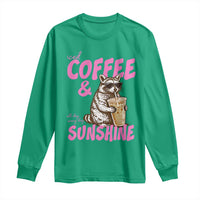 Iced Coffee and Sunshine Long Sleeve Shirt Funny Raccoon Summer Coffee Lover Gift