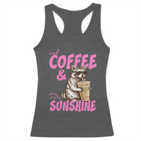 Iced Coffee and Sunshine Racerback Tank Top Funny Raccoon Summer Coffee Lover Gift