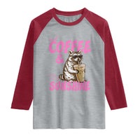 Iced Coffee and Sunshine Raglan Shirt Funny Raccoon Summer Coffee Lover Gift