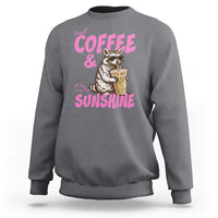 Iced Coffee and Sunshine Sweatshirt Funny Raccoon Summer Coffee Lover Gift