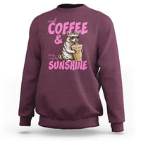 Iced Coffee and Sunshine Sweatshirt Funny Raccoon Summer Coffee Lover Gift
