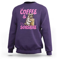 Iced Coffee and Sunshine Sweatshirt Funny Raccoon Summer Coffee Lover Gift