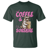 Iced Coffee and Sunshine T Shirt Funny Raccoon Summer Coffee Lover Gift
