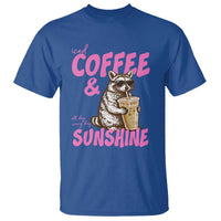 Iced Coffee and Sunshine T Shirt Funny Raccoon Summer Coffee Lover Gift