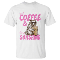 Iced Coffee and Sunshine T Shirt Funny Raccoon Summer Coffee Lover Gift