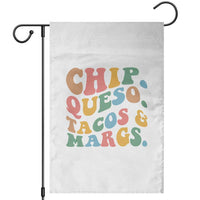 Chips Queso Tacos & Margs Garden Flag Cinco De Mayo Mexican Food Margarita Lover