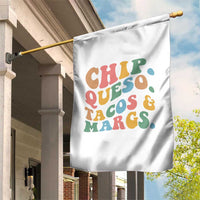 Chips Queso Tacos & Margs Garden Flag Cinco De Mayo Mexican Food Margarita Lover