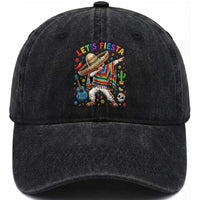 Lets Fiesta Washed Cotton Baseball Cap Funny Dabbing Boy Cinco De Mayo Fiesta