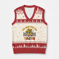 I'm Just Here for the Tacos V-Neck Knit Sweater Vest Funny Mexican Food
