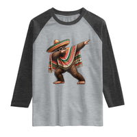 Funny Bigfoot Dabbing Cinco De Mayo Fiesta Raglan Shirt