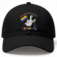 You Are Safe With Me Baseball Cap LGBTQ Pride Goose Rainbow