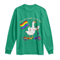 You Are Safe With Me Long Sleeve Shirt LGBTQ Pride Goose Rainbow