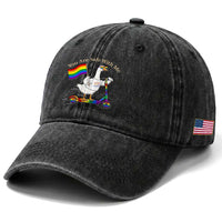 You Are Safe With Me Washed Cotton Baseball Cap LGBTQ Pride Goose Rainbow