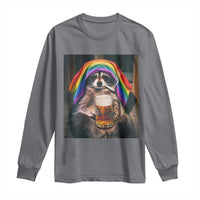 LGBTQ Pride Raccoon Rainbow Flag Long Sleeve Shirt Funny Drinking Beer