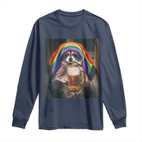 LGBTQ Pride Raccoon Rainbow Flag Long Sleeve Shirt Funny Drinking Beer