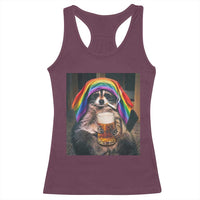 LGBTQ Pride Raccoon Rainbow Flag Racerback Tank Top Funny Drinking Beer