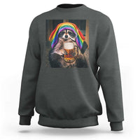 LGBTQ Pride Raccoon Rainbow Flag Sweatshirt Funny Drinking Beer