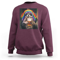 LGBTQ Pride Raccoon Rainbow Flag Sweatshirt Funny Drinking Beer