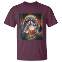 LGBTQ Pride Raccoon Rainbow Flag T Shirt Funny Drinking Beer