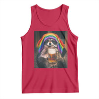 LGBTQ Pride Raccoon Rainbow Flag Tank Top Funny Drinking Beer
